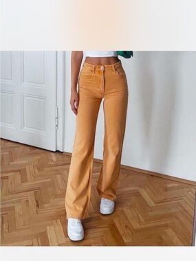 NWOT Zara high waisted wide leg jeans in orange